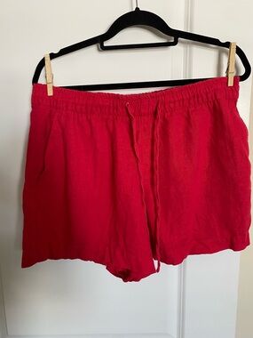 GAP Red Drawstring Linen-Blend Women's Shorts